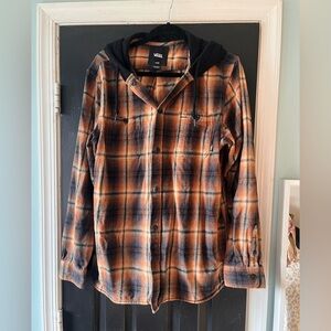Vans Black and Orange Plaid Hoodie with pockets